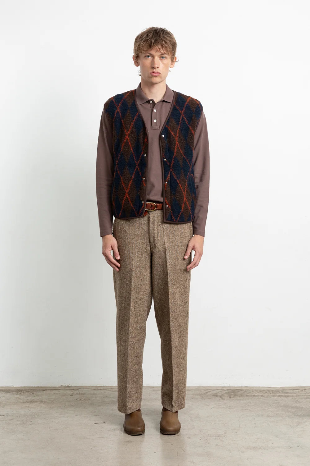 Atelier Vest - Plain Brown Check