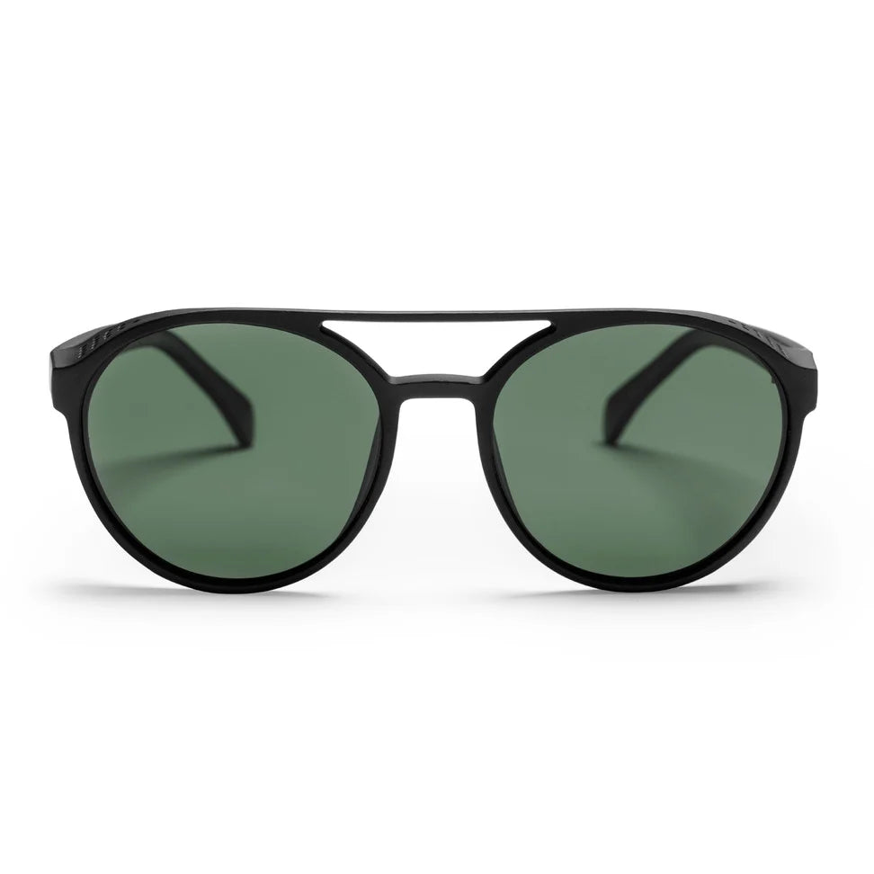 Rikard Unisex Sunglasses - Green Lens/ Matt Black Frame