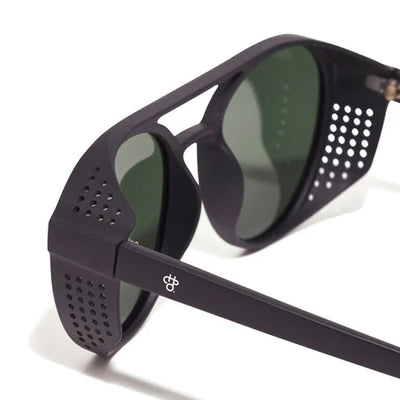 Rikard Unisex Sunglasses - Green Lens/ Matt Black Frame