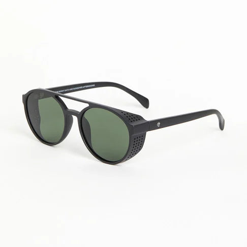 Rikard Unisex Sunglasses - Green Lens/ Matt Black Frame