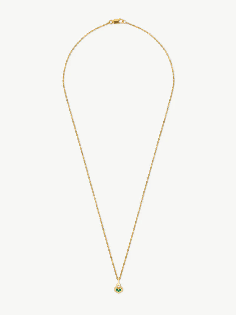 Mini Daryl Necklace 22'' Chain - Gold/ Green Malachite
