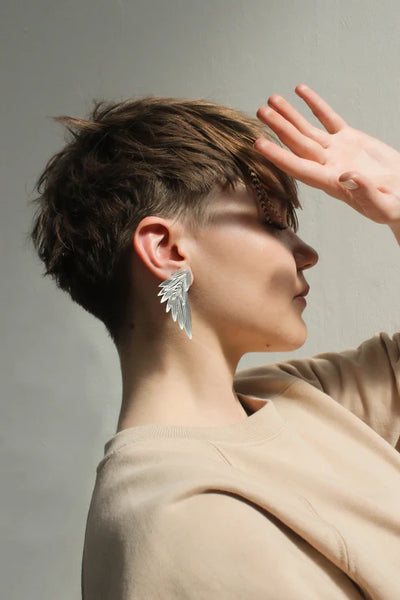 Wing Earrings (Large) - Silver
