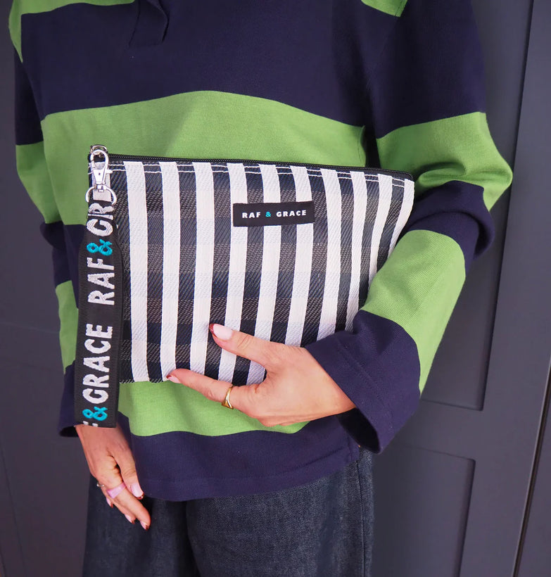Small Pouch - Black/ White Stripe
