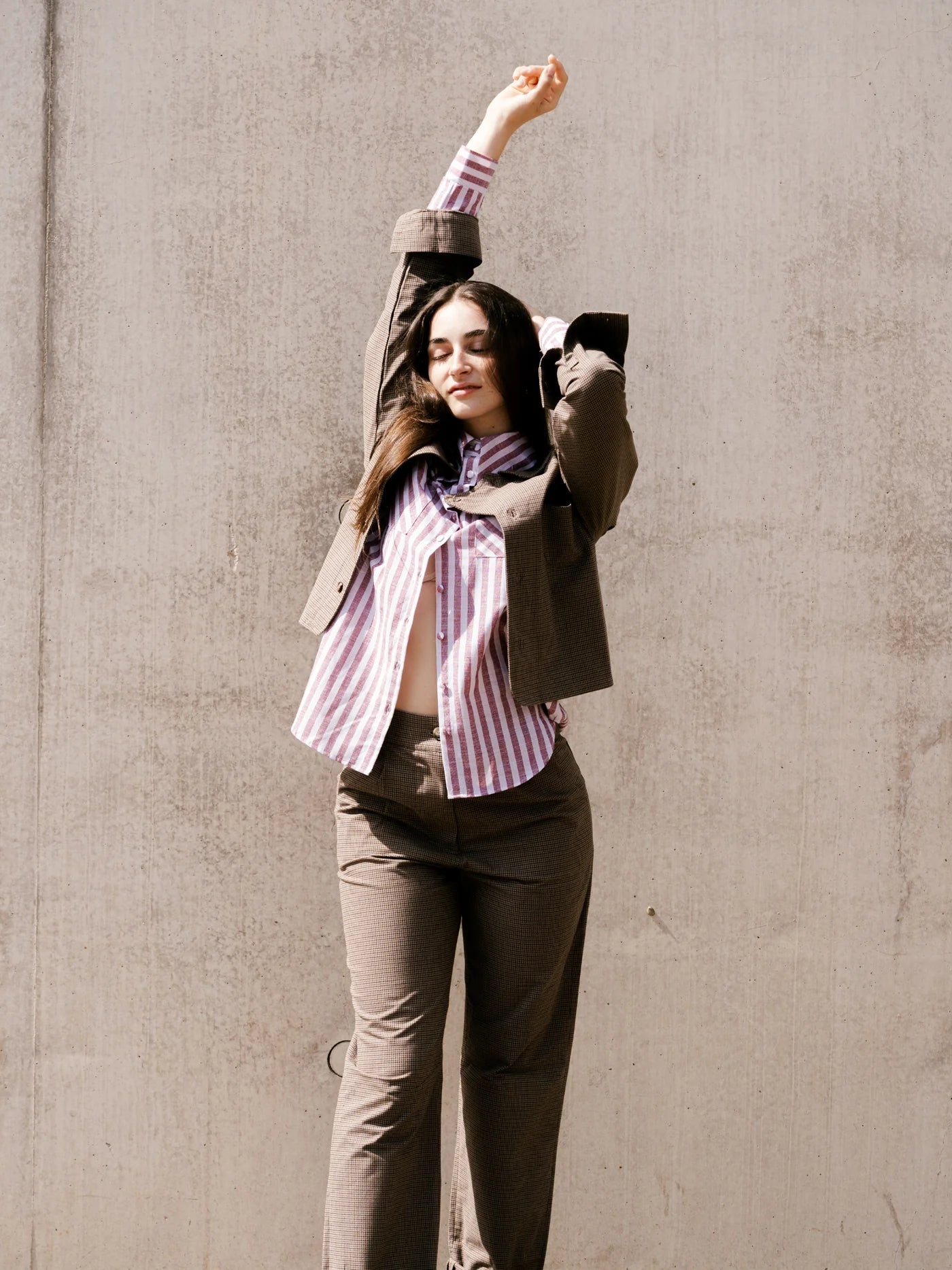 Sonje Lightweight Cotton Shacket - Brown Check