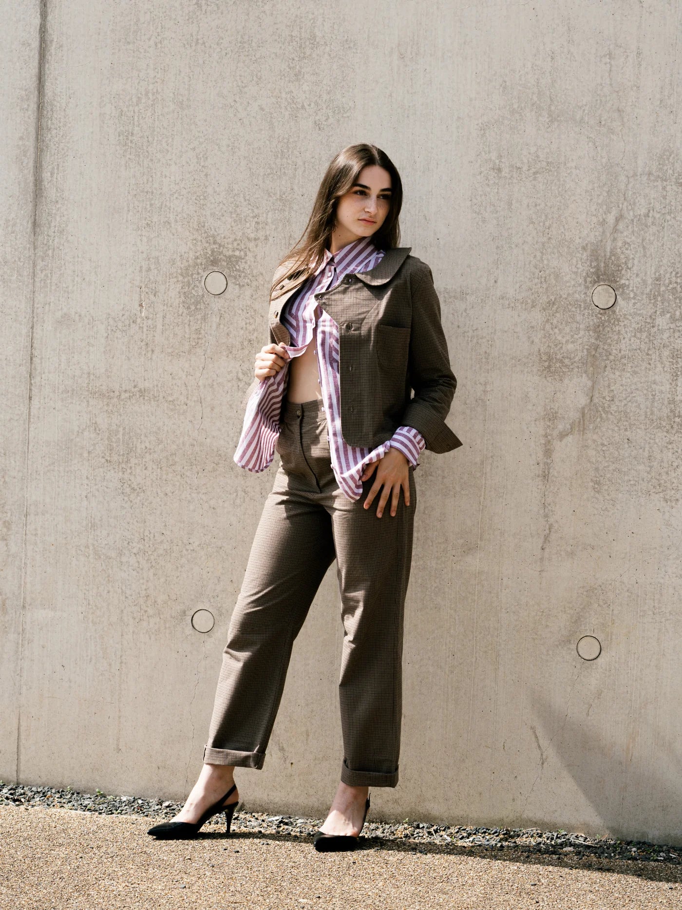 Sonje Lightweight Cotton Shacket - Brown Check