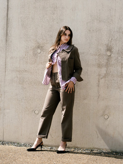 Sonje Lightweight Cotton Shacket - Brown Check
