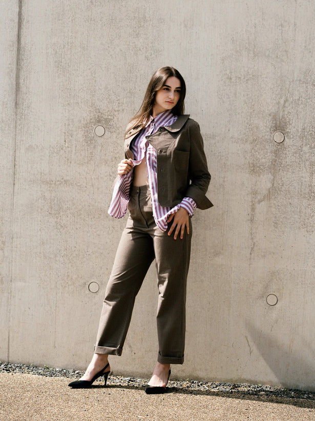 Sonje Lightweight Cotton Shacket - Brown Check