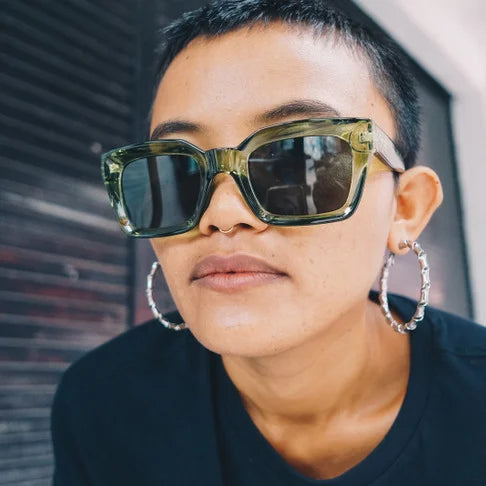 Anna Unisex Sunglasses - Green Lens/ Forest Green Frame