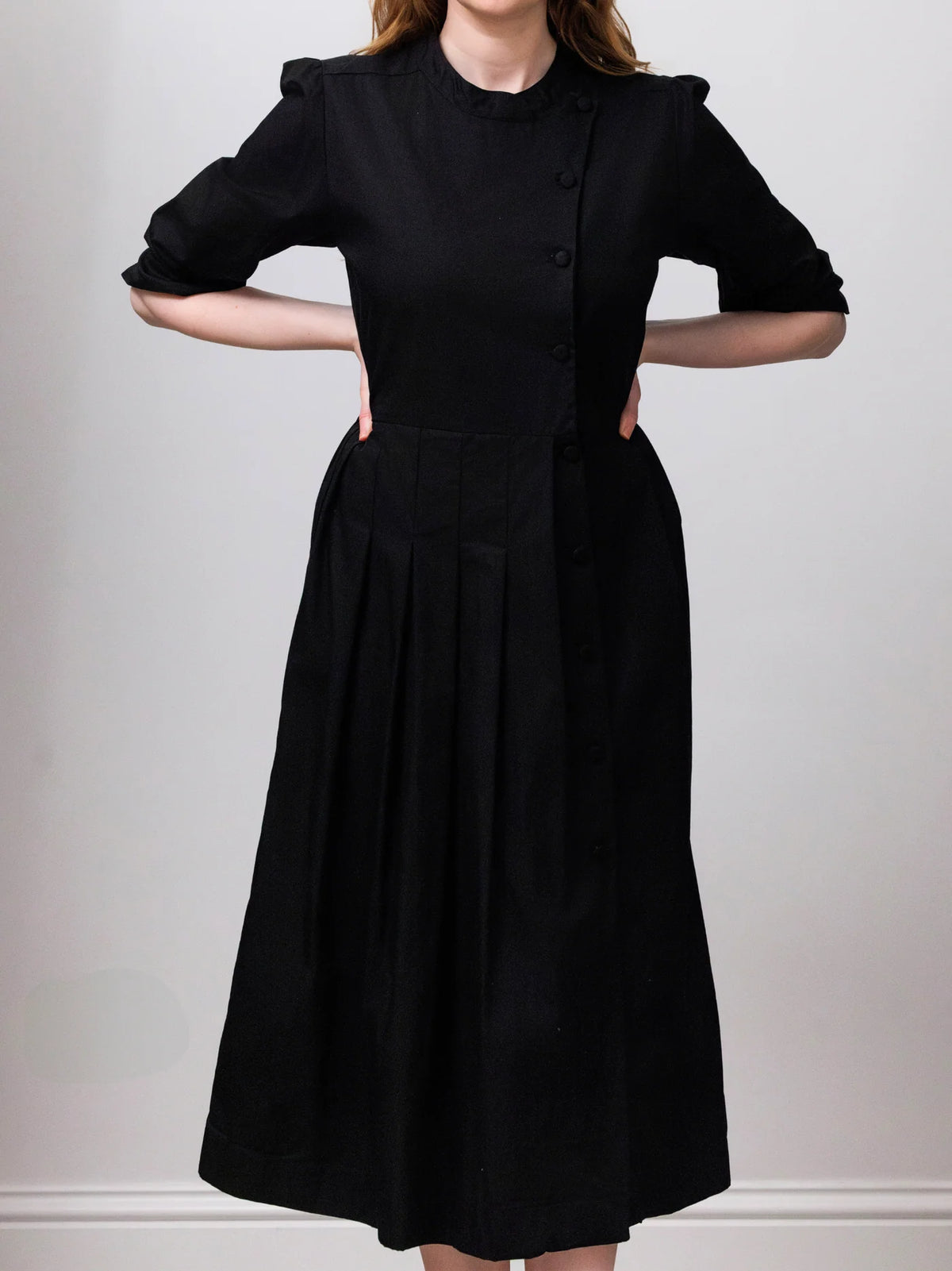 'NO MORE NOBODY' - Talitha Midi Dress Organic Cotton - Black