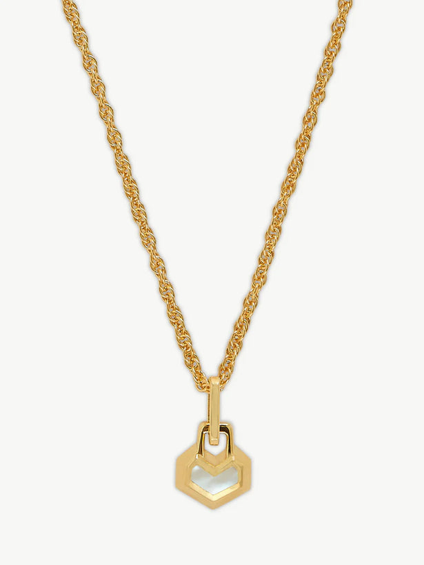 Mini Daryl Necklace 16'' Chain - Gold/ White Mother of Pearl