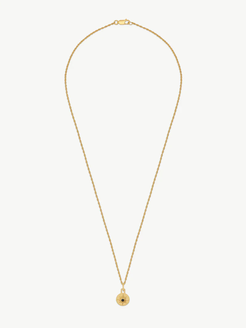 Mini Astrid Necklace 22'' Chain - Gold/ Onyx