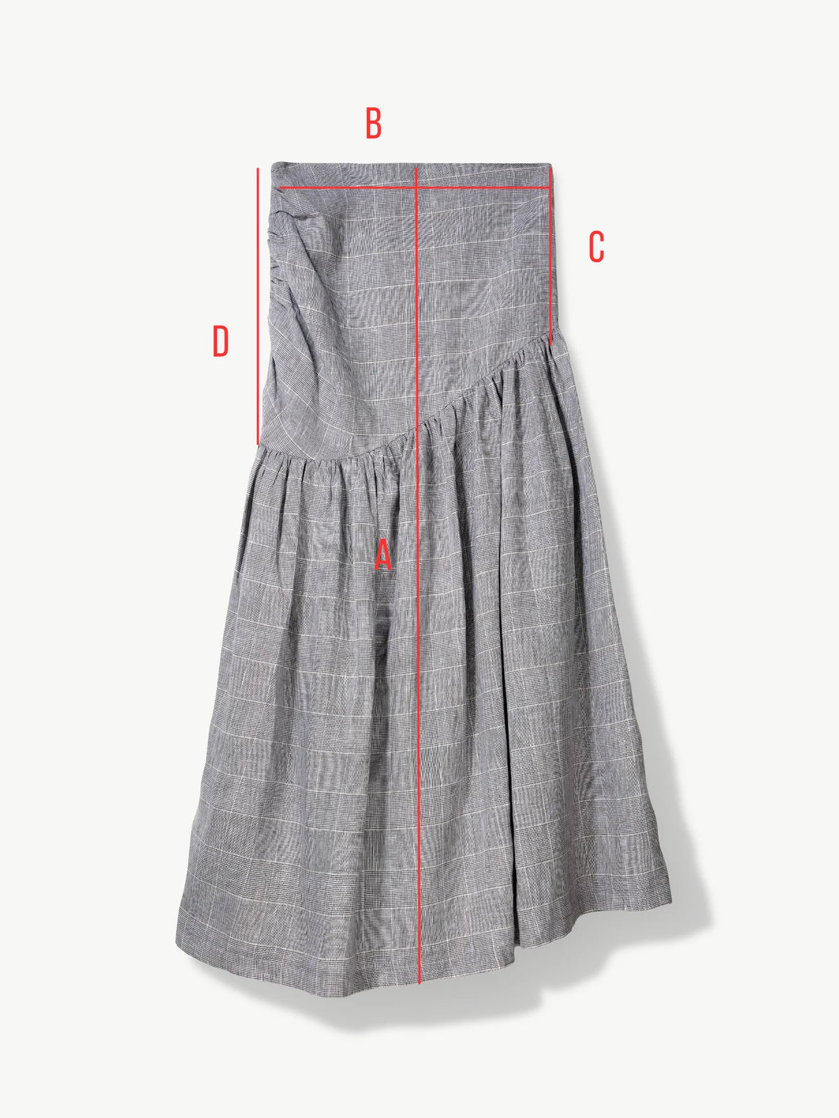 'NO MORE NOBODY' - Hilda Gathered Skirt Organic Linen - Grey Check