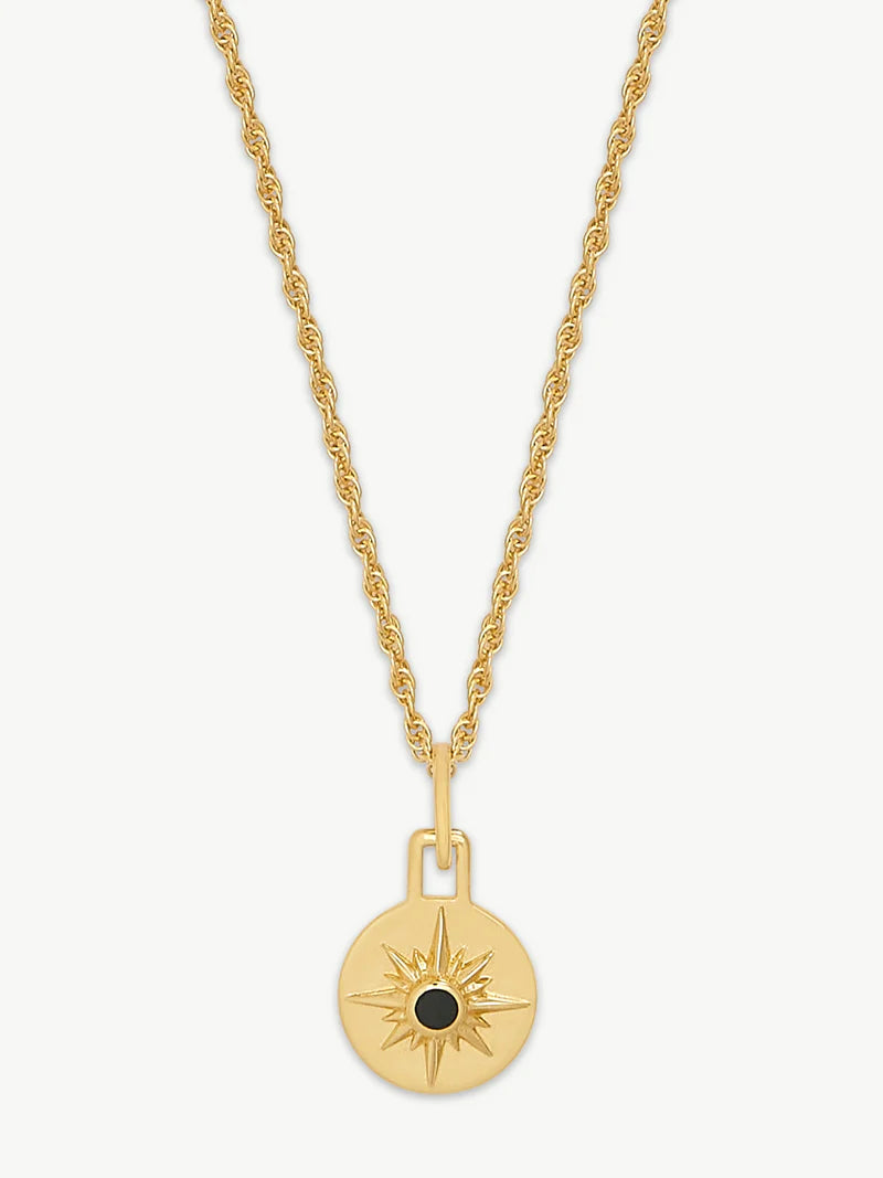 Mini Astrid Necklace 22'' Chain - Gold/ Onyx