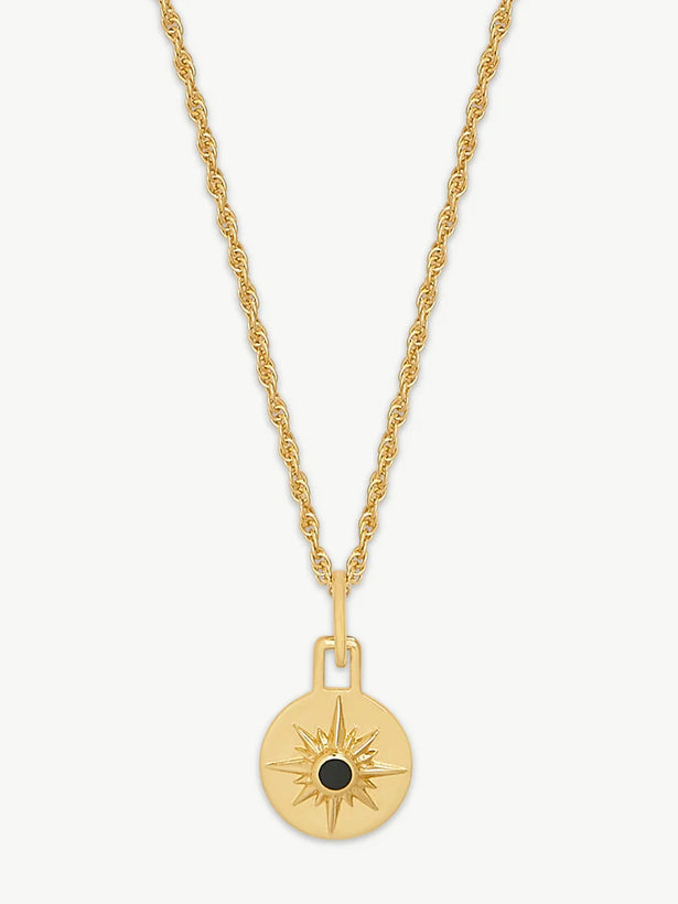 Mini Astrid Necklace 22'' Chain - Gold/ Onyx