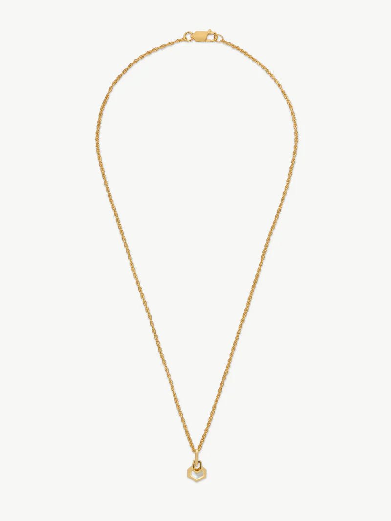 Mini Daryl Necklace 16'' Chain - Gold/ White Mother of Pearl