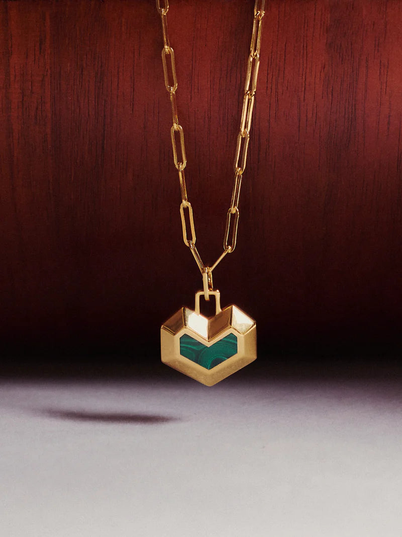 Daryl Necklace - Gold/  Green Malachite