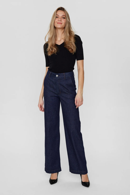 Nuparis Cropped Jeans - Dark Denim Blue