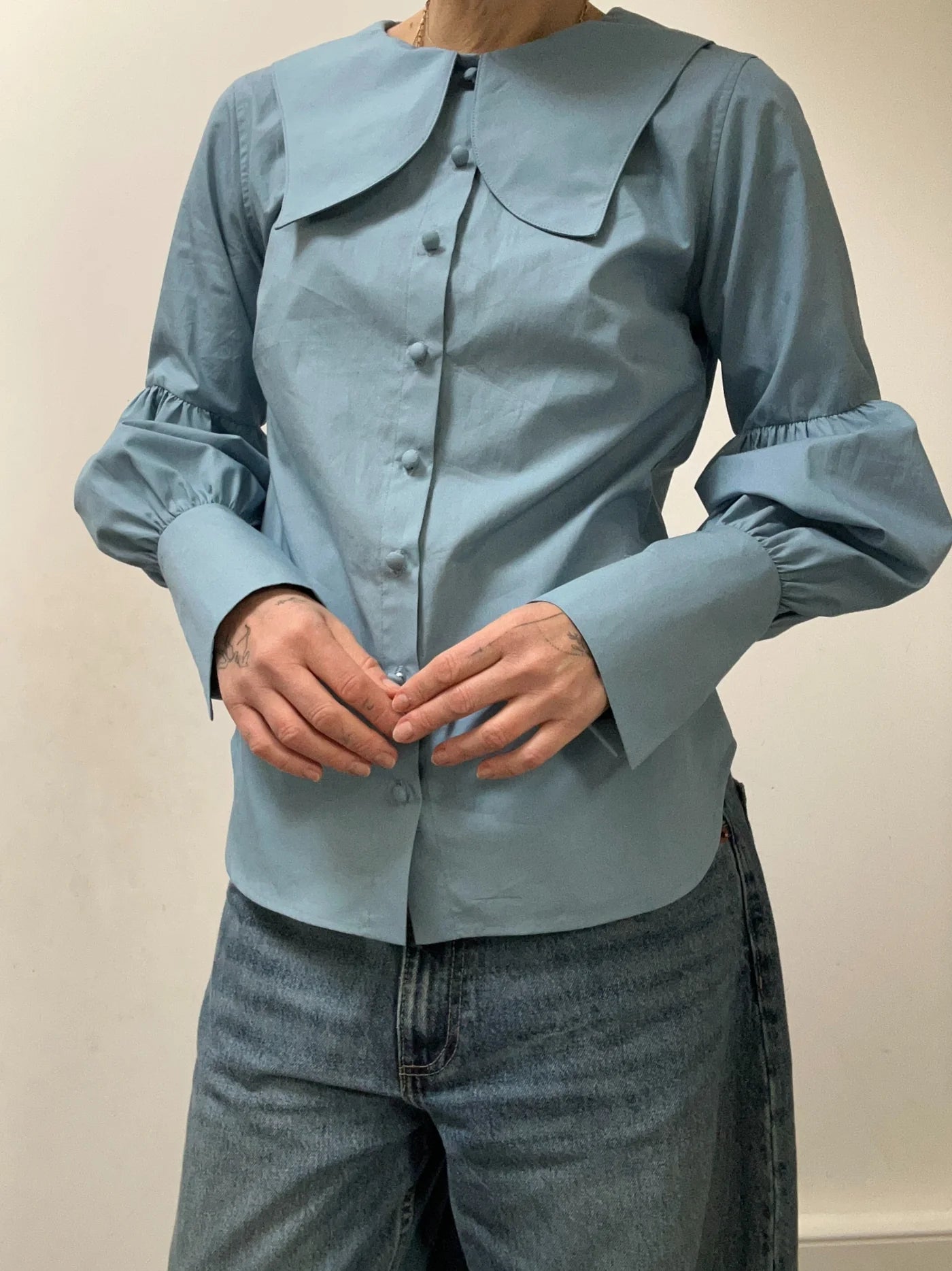 NO MORE NOBODY' - Habiba Blouse Organic Cotton - Blue