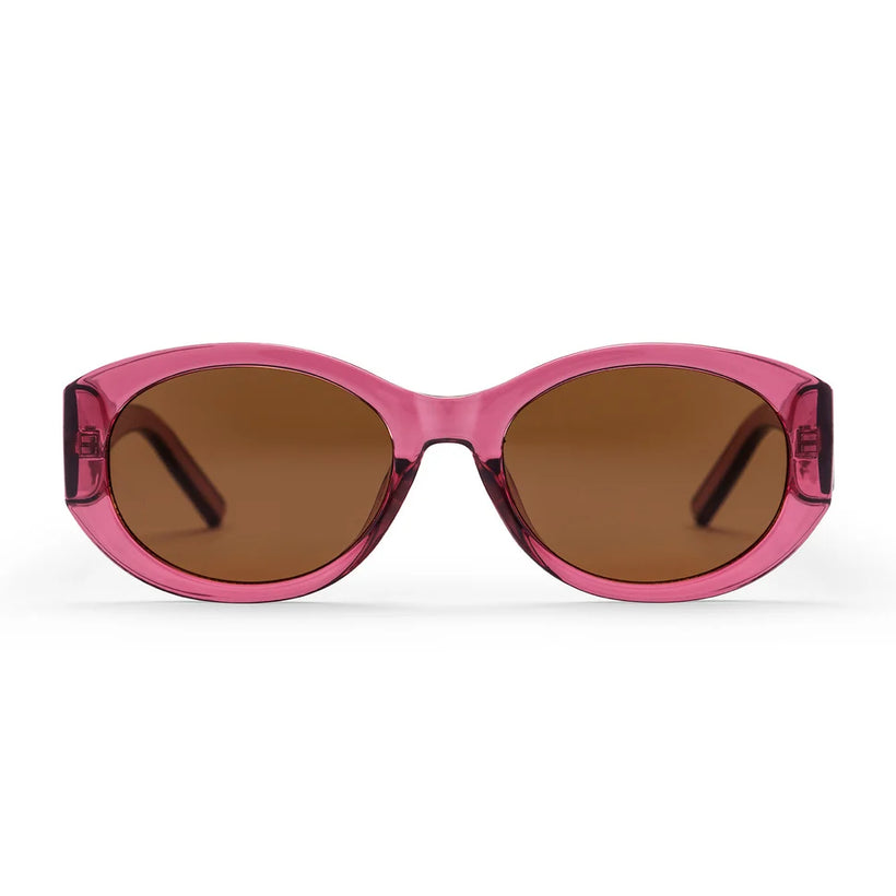 Cleo Unisex Sunglasses - Brown Lens/ Burgundy Frame