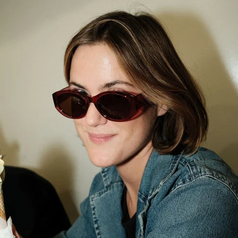 Cleo Unisex Sunglasses - Brown Lens/ Burgundy Frame