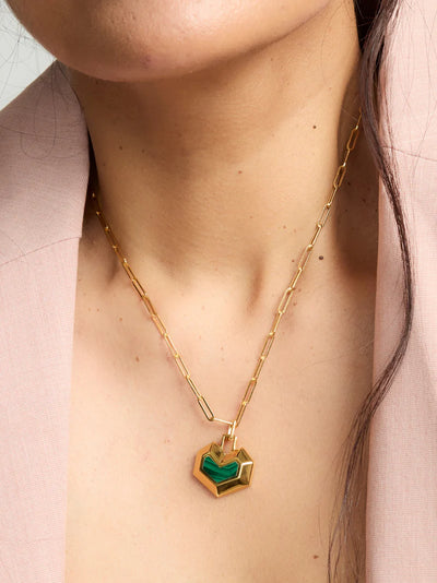 Daryl Necklace - Gold/  Green Malachite