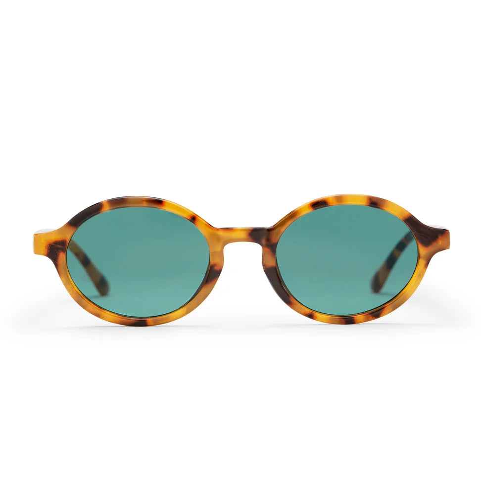Marlene Unisex Sunglasses - Turquoise Lens/Leopard Frame