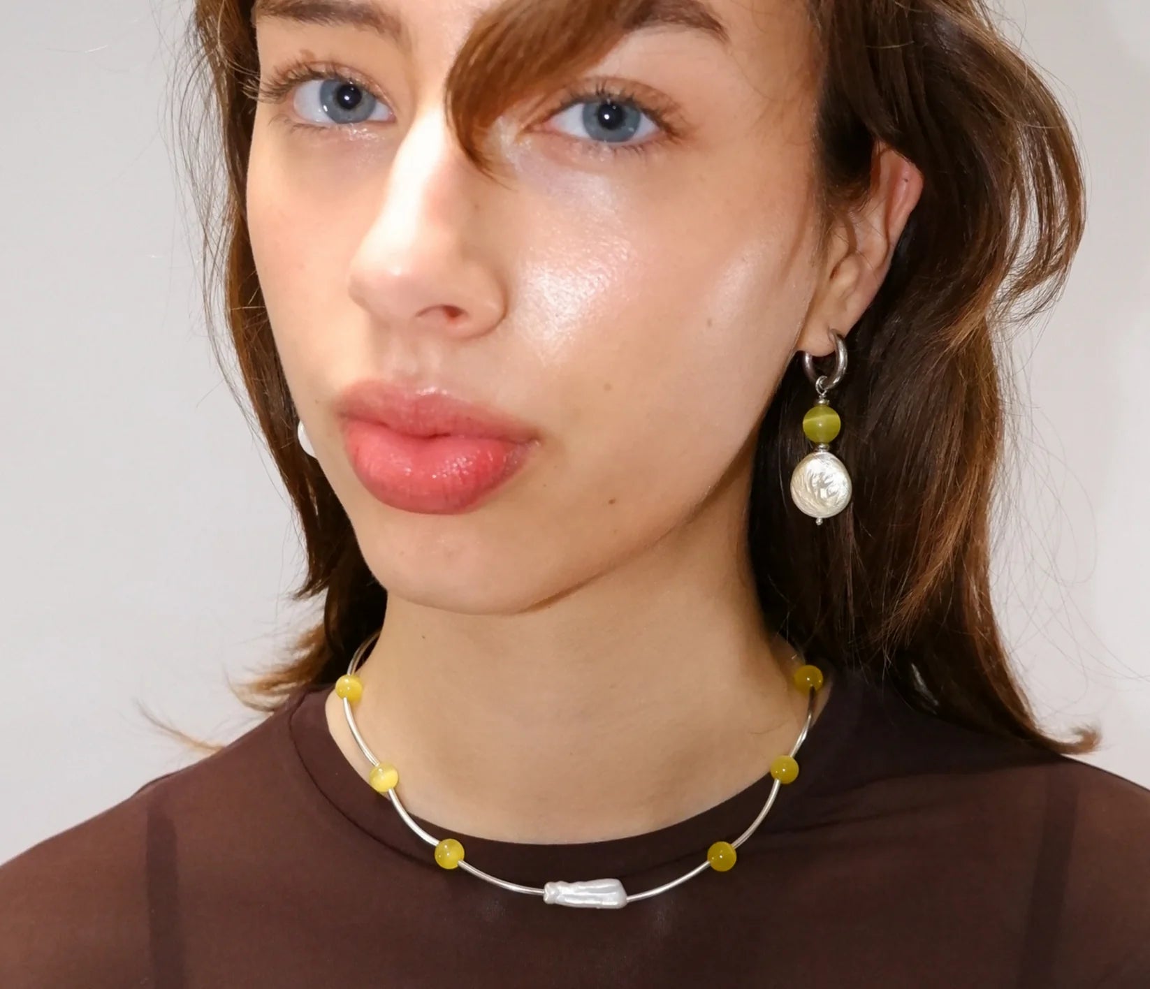 Silver Orbit Necklace - Citrine