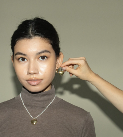 Milagros Heart Earrings - Gold
