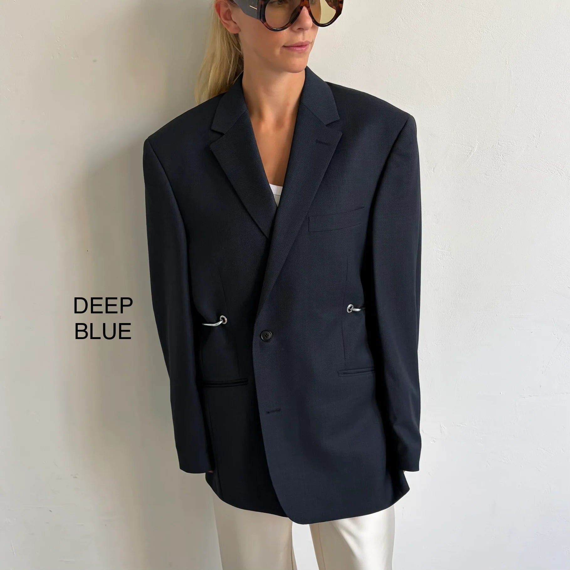 Hardware Front Blazer - Navy Check