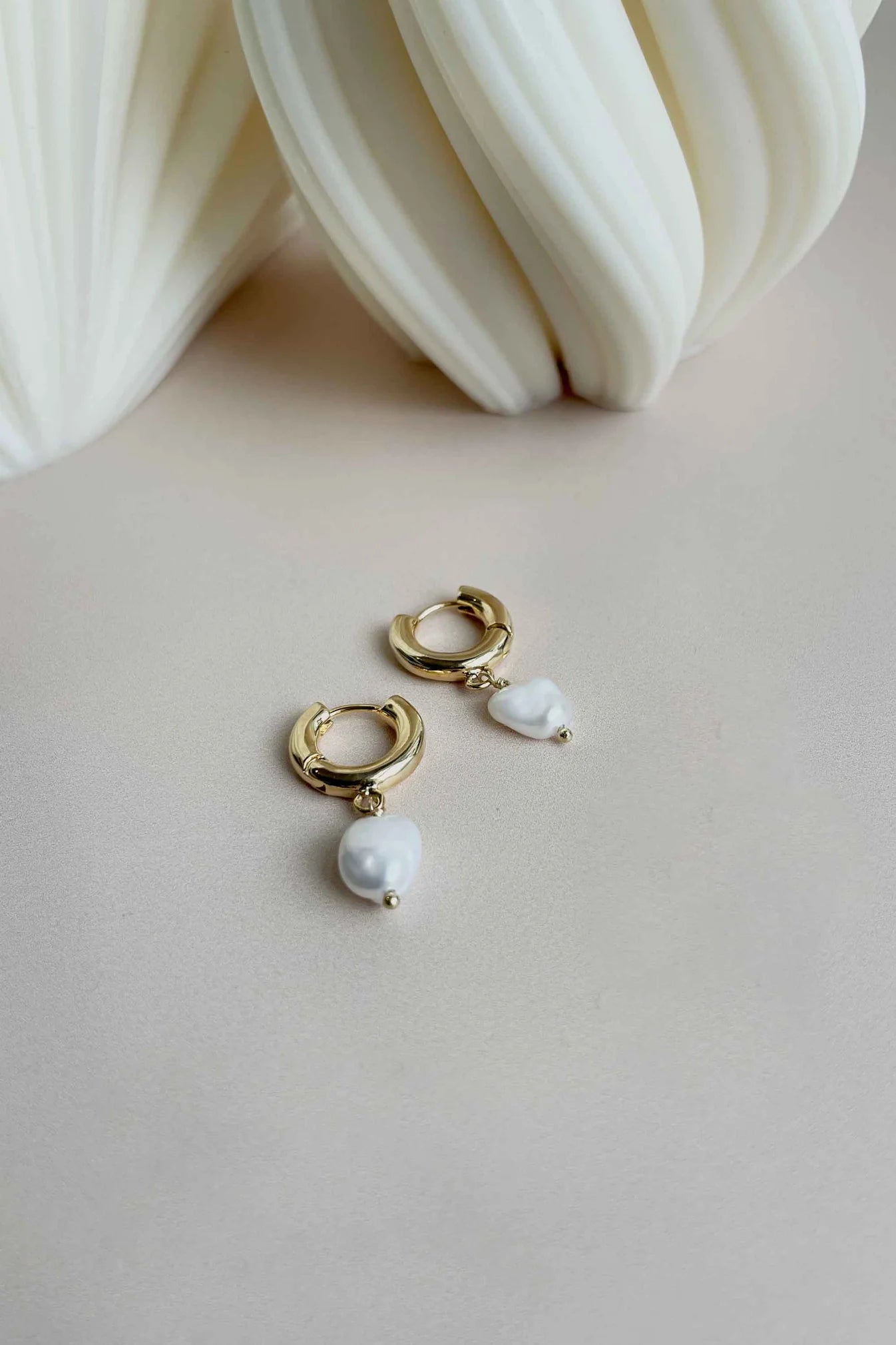 Alessia Pearl Hoops - Gold Plating/Freshwater Pearl