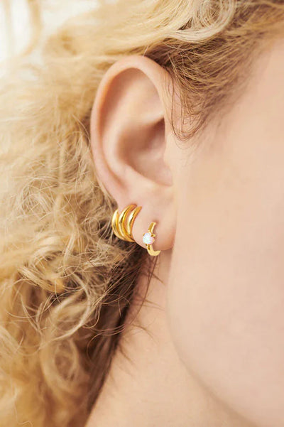 Aura Opal Huggies - Gold Plating
