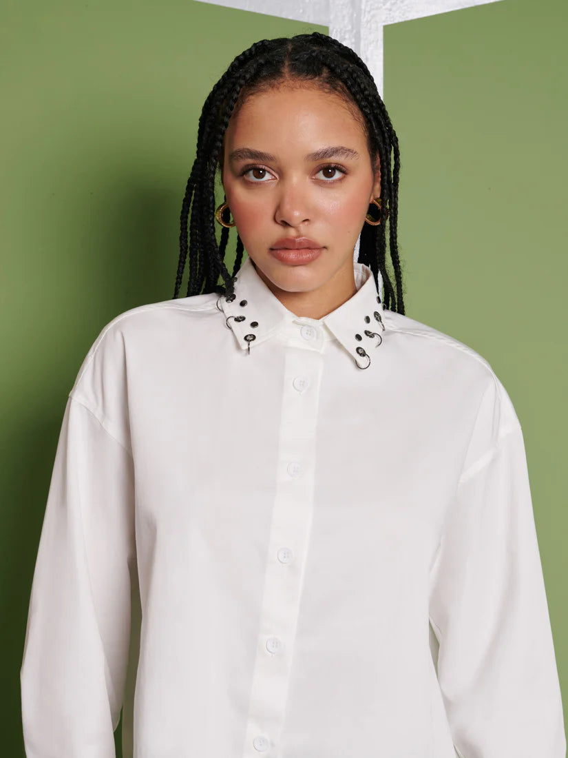 Maria Oversized Shirt - Pearl Ivory