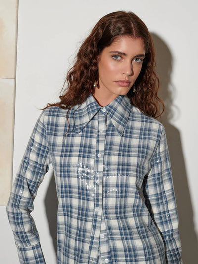 Maya Sequin Shirt - Cloud Blue