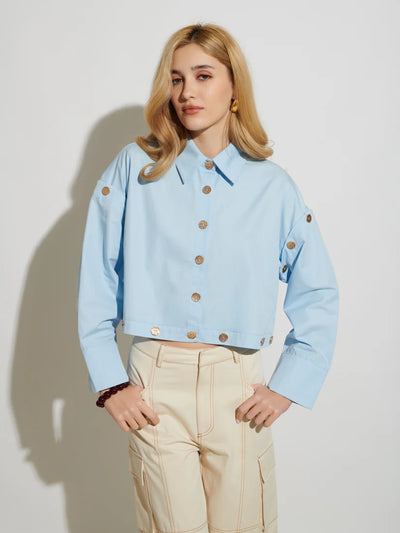 Lizzie Buttoned Shirt - Baby Blue