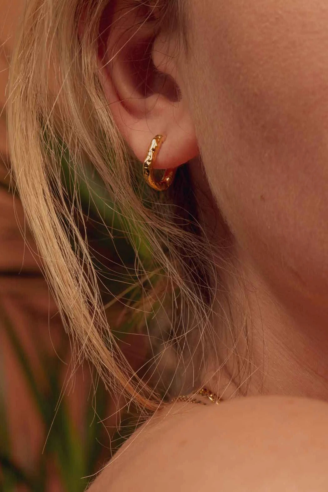 Bora Textured Oval Hoops - Gold Plating