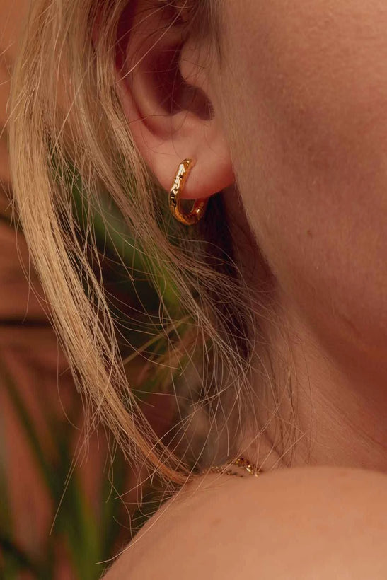 Bora Textured Oval Hoops - Gold Plating