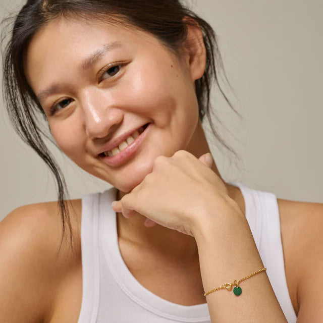 Ball Chain Bracelet - Gold/Petrol Green