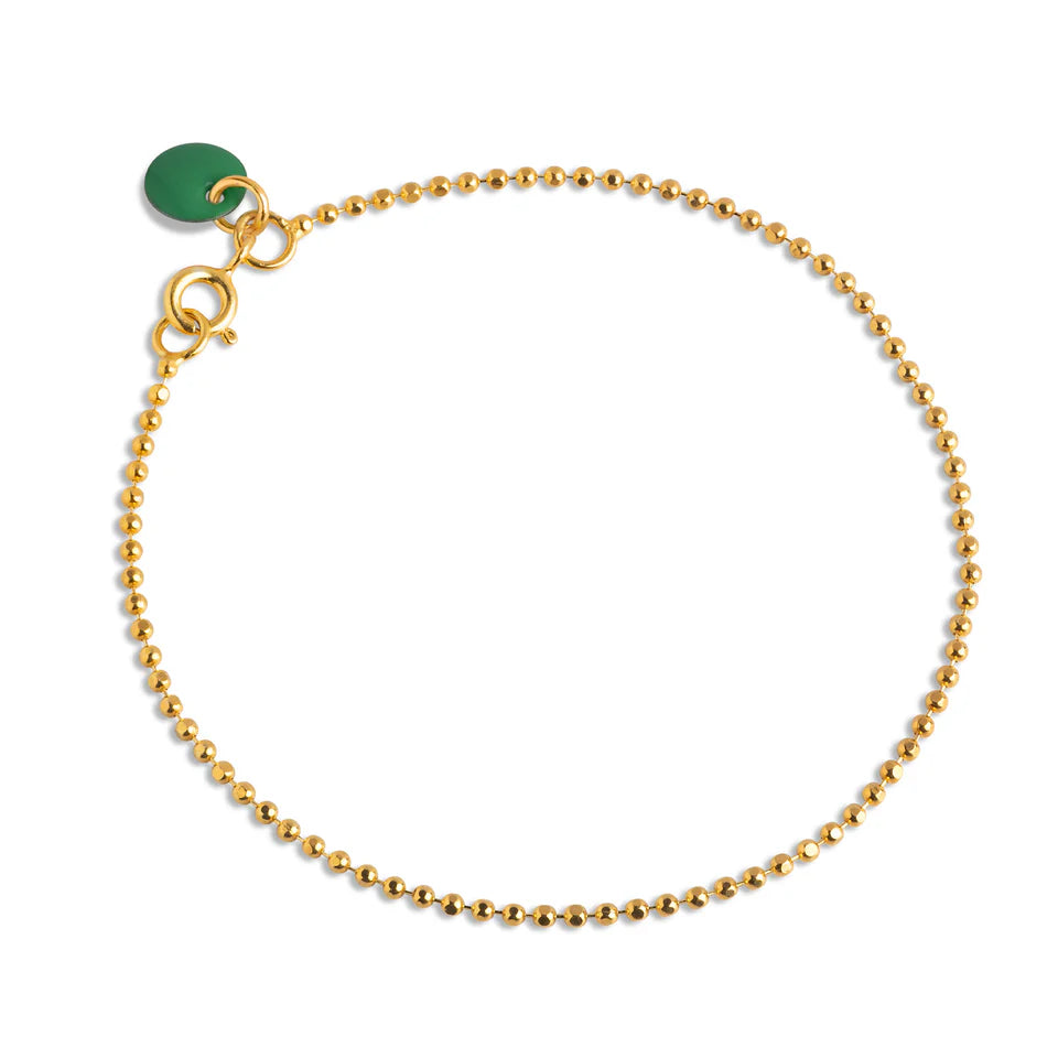 Ball Chain Bracelet - Gold/Petrol Green