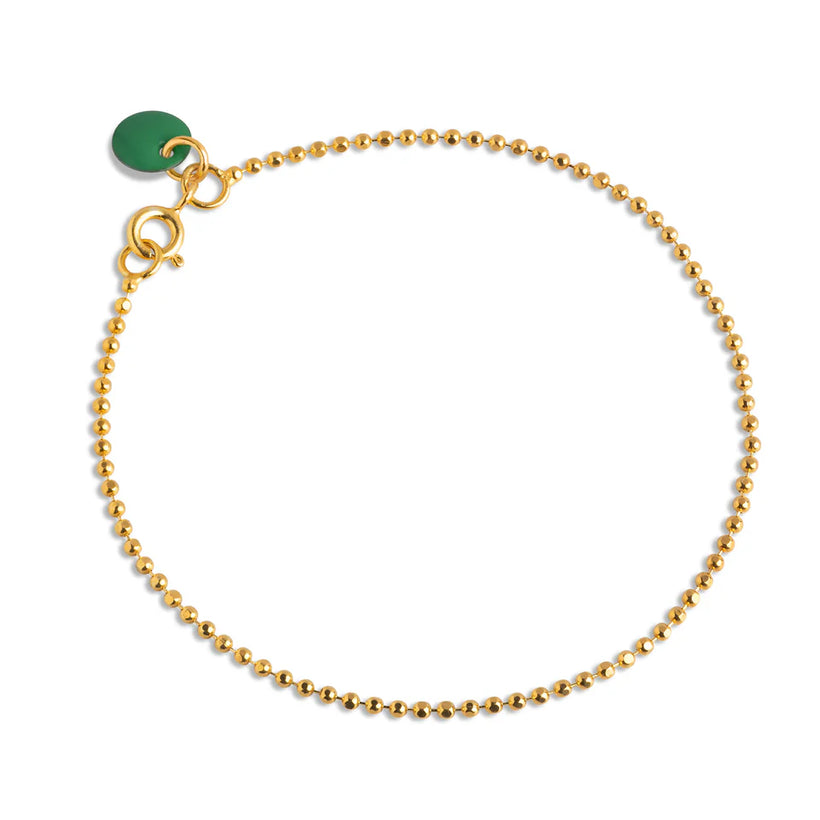 Ball Chain Bracelet - Gold/Petrol Green
