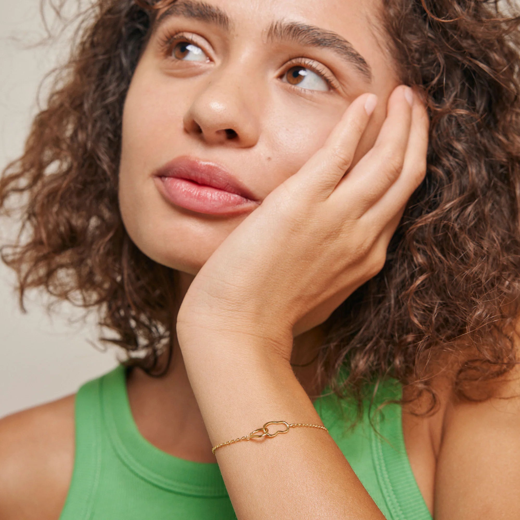Organic Double Circle Bracelet - Gold