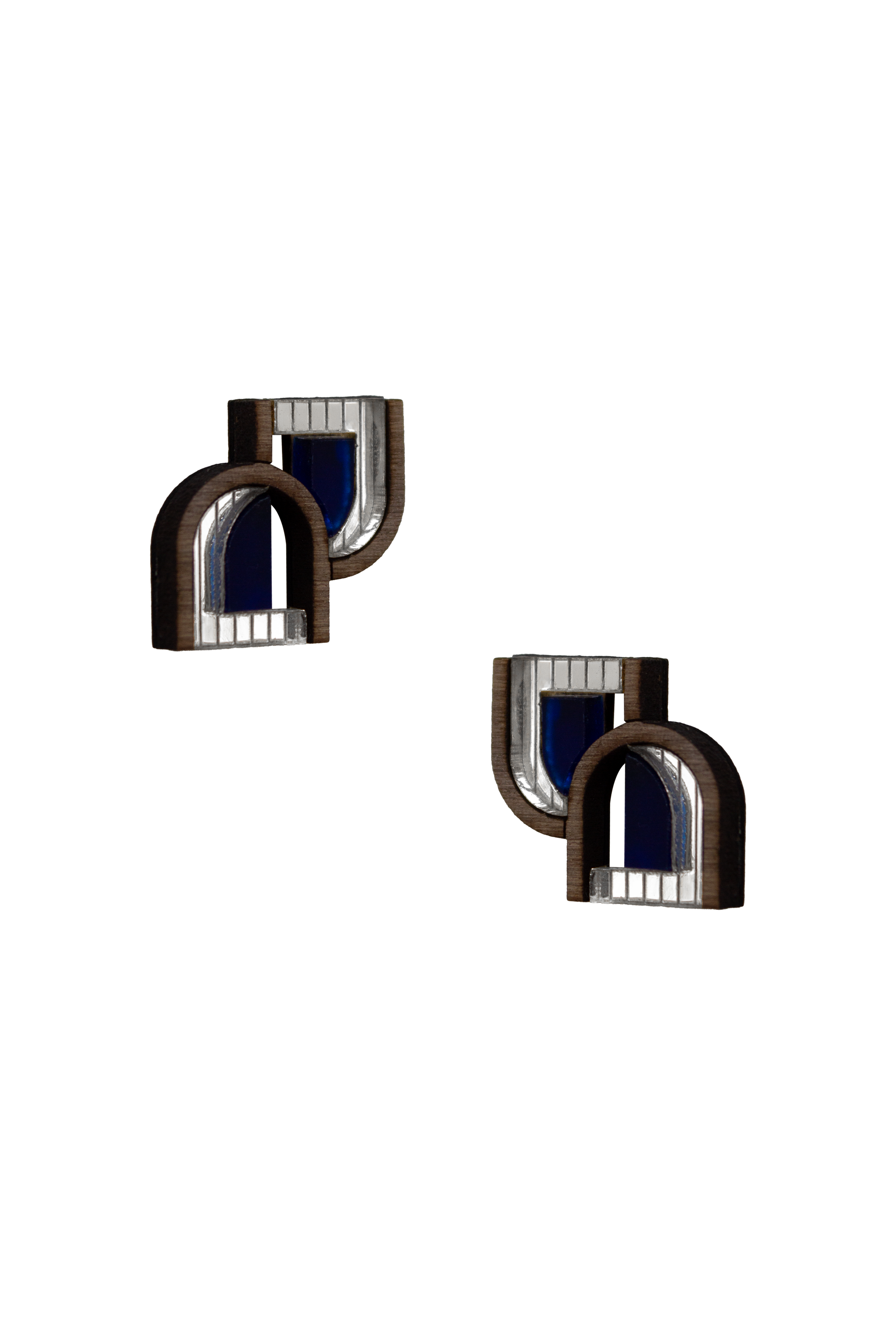 Arch Window Studs - Silver & Navy