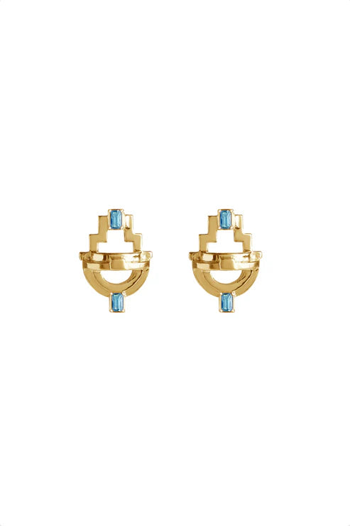 Ayah Earrings - Gold & Topaz