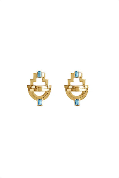Ayah Earrings - Gold & Topaz