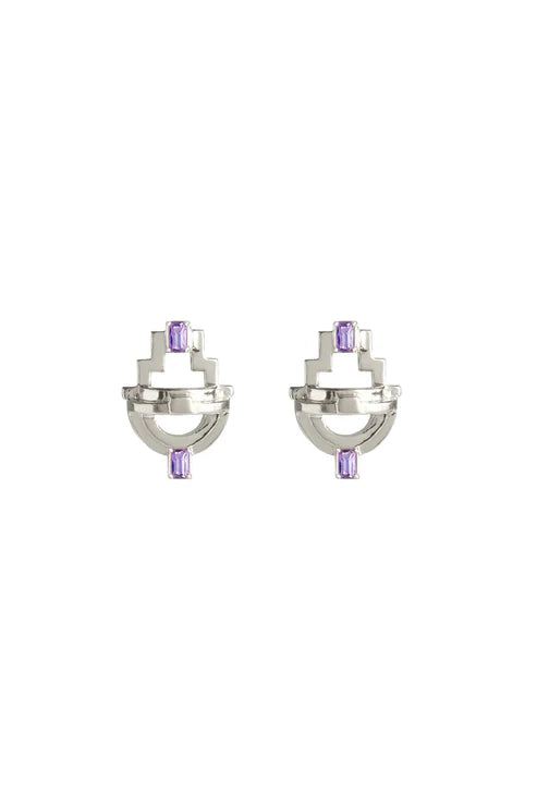 Ayah Earrings - Silver & Amethyst