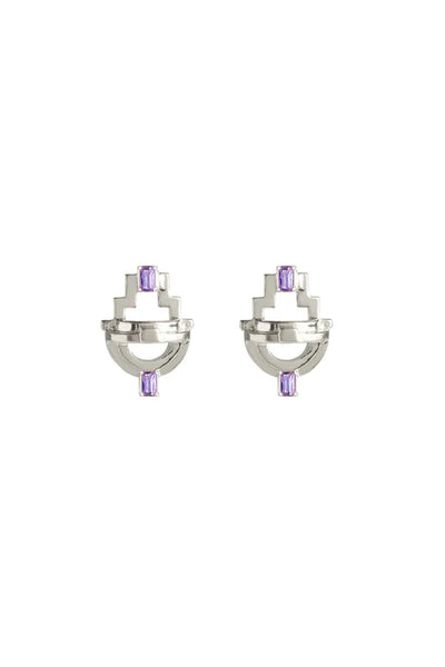 Ayah Earrings - Silver & Amethyst