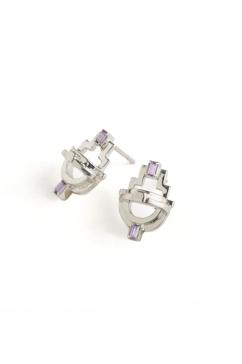 Ayah Earrings - Silver & Amethyst