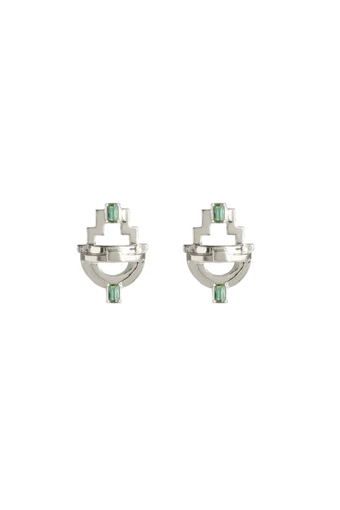 Ayah Earrings - Silver & Tourmaline