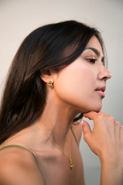 Ayah Earrings - Gold & Topaz