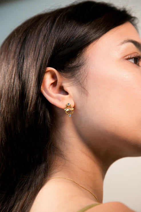 Ayah Earrings - Gold & Topaz