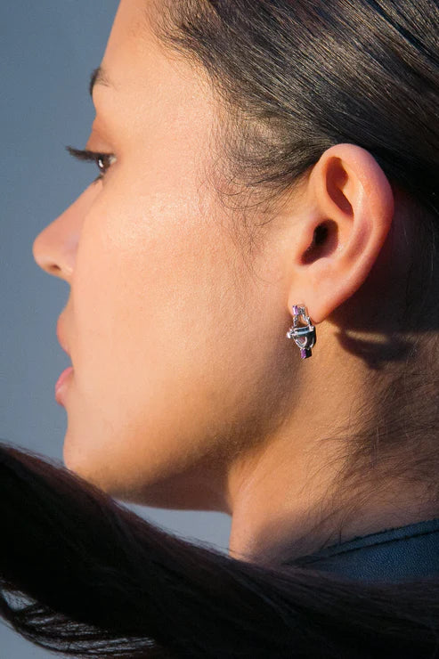 Ayah Earrings - Silver & Amethyst